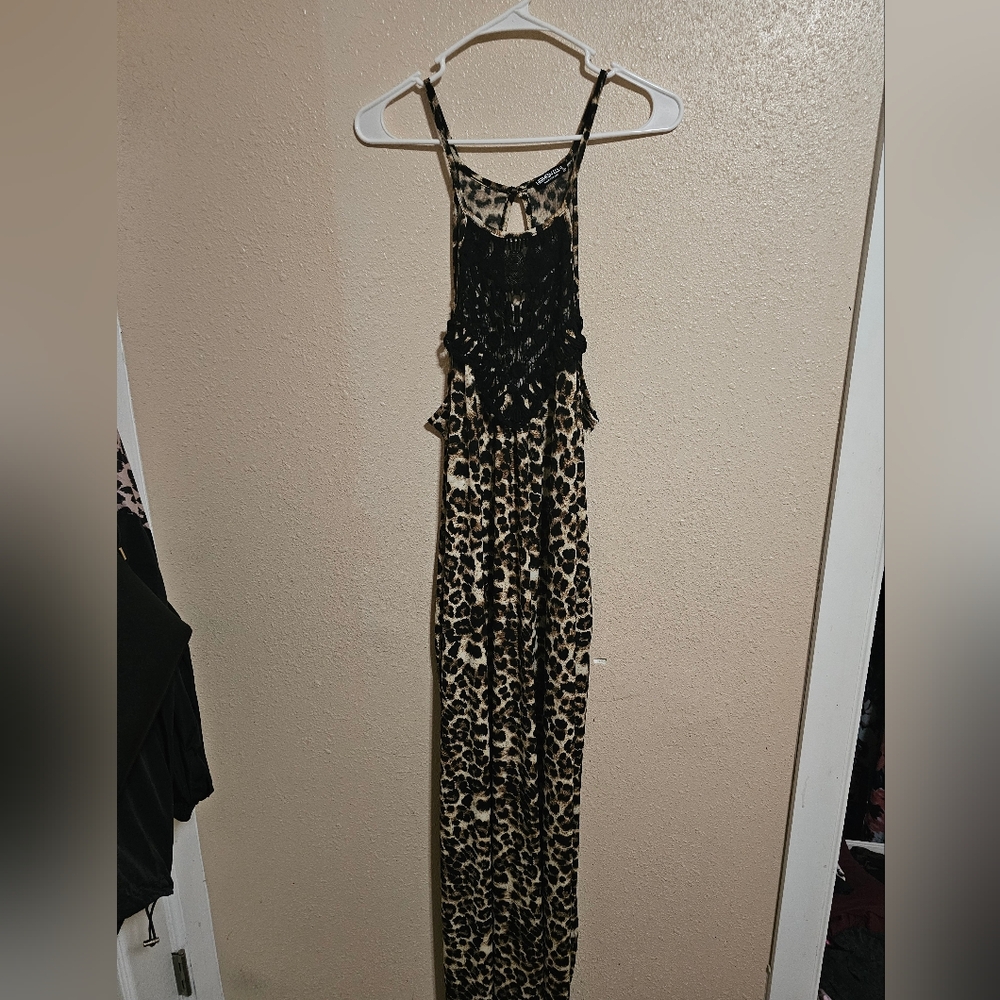 Heimish 1x leopard crochet front maxi with pockets